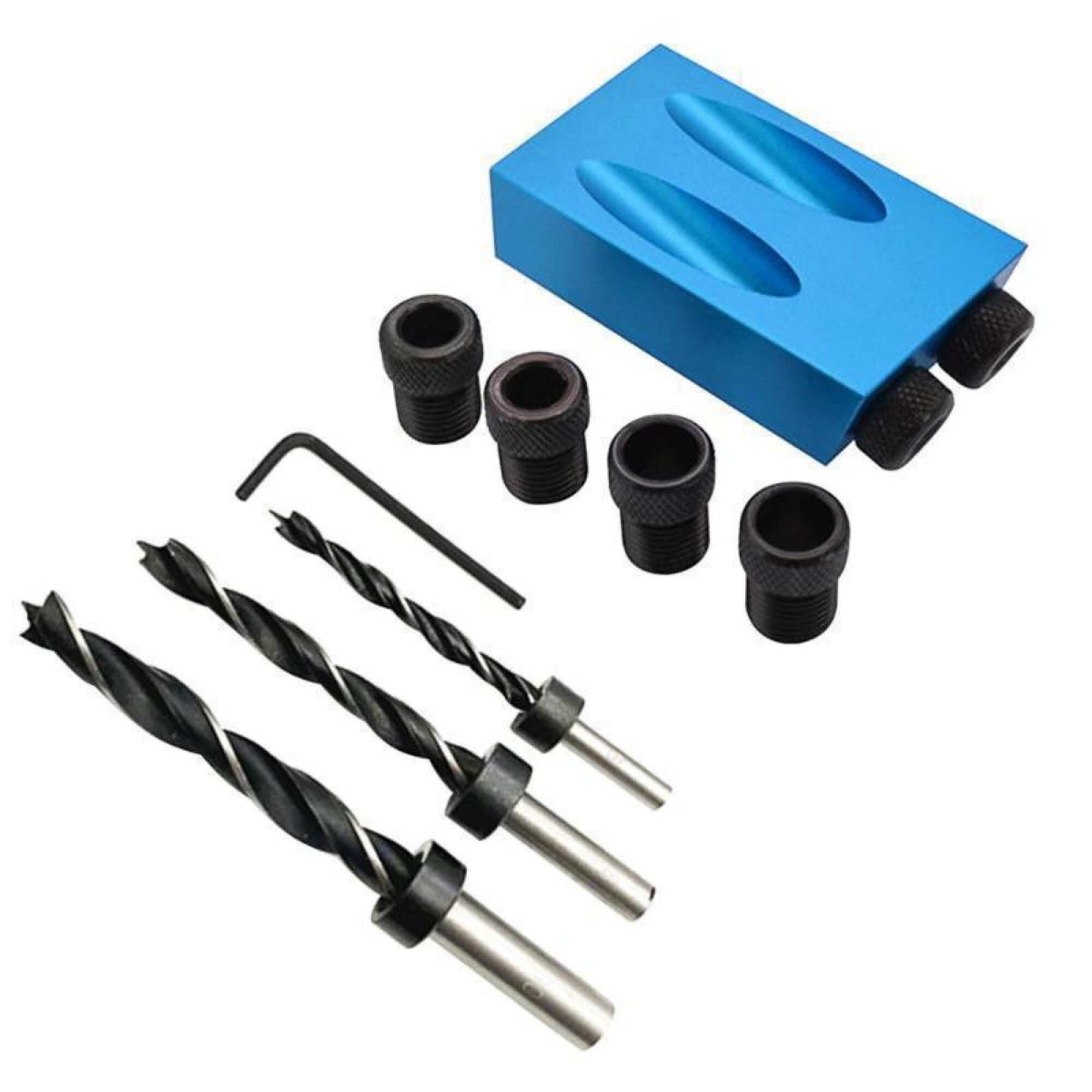 BOHRER – 15°-Fasenbohren für Holzbearbeitung, inklusive Bohrer und 6/8/10-mm-Bohrschablone - Multicolor, Metall (6.8/3.8/1.8cm) - DCA