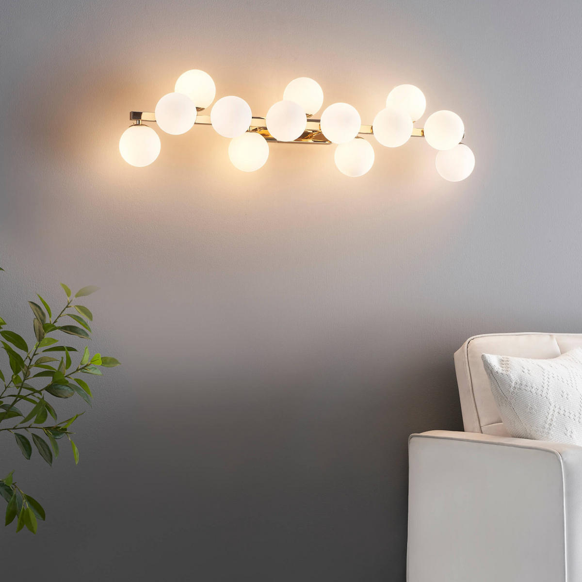 WANDLEUCHTE Ambrosia, Roségold und Weiß, 95cm - Roségold, Glas (24/95/95cm) - KOSILUM