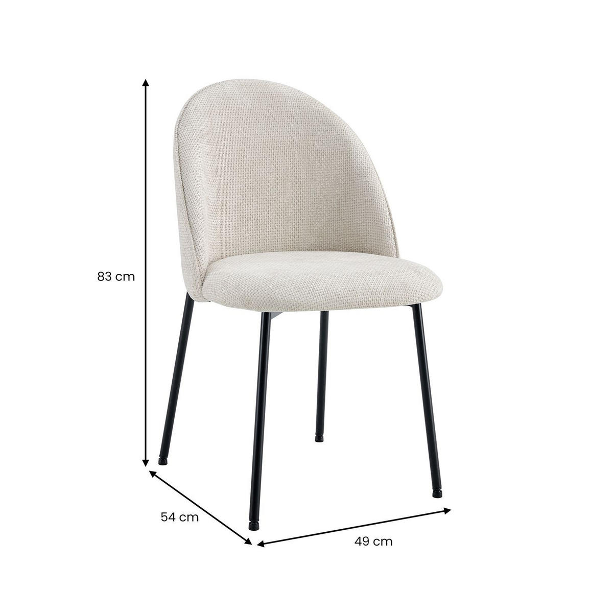 ESSZIMMERSTÜHLE CASSIE 2ER-SET - Weiß, Textil (48/83/53cm) - IDIMEX