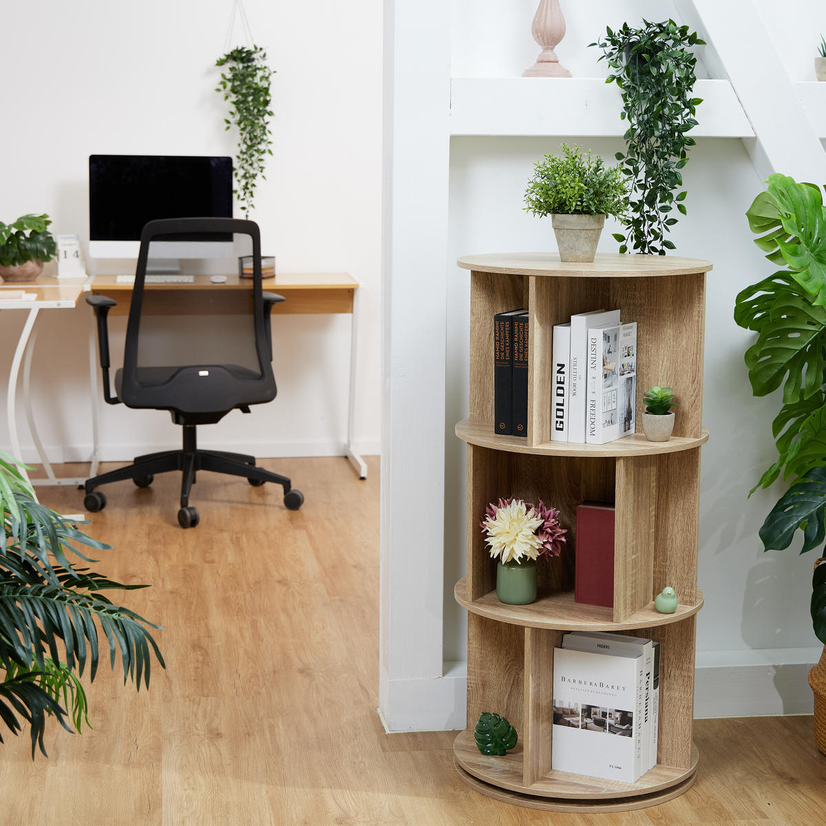 BÜCHERREGAL - Hellbraun, Holzwerkstoff/Metall (50/104/50cm) - Relaxdays