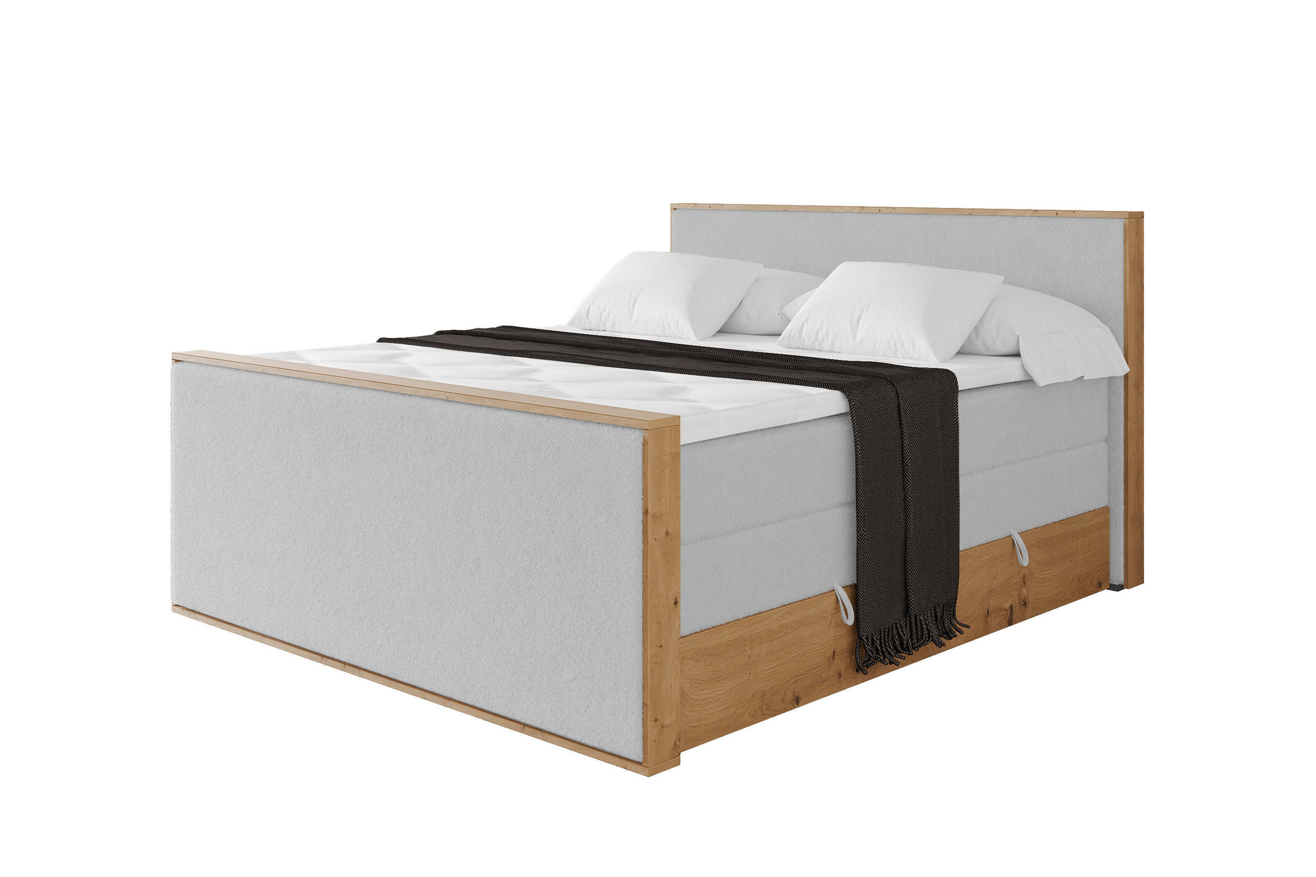 BOXSPRINGBETT LOLLI9 -Z-KING 120x200 - H3/H4 Hellgrau - Hellgrau, Holzwerkstoff (120/200cm) - ALTDECOR