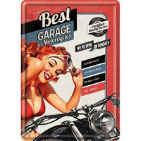MINIBLECHSCHILD 10/14 cm Best Garage Best Garage Red - Multicolor, Metall (10/14/0.1cm) - Nostalgic-Art