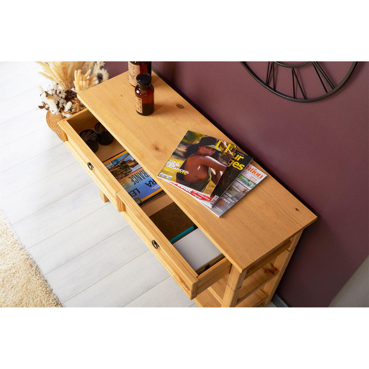 KONSOLENTISCH TEQUILA - Kieferfarben, Holz (37/110/78cm) - IDIMEX