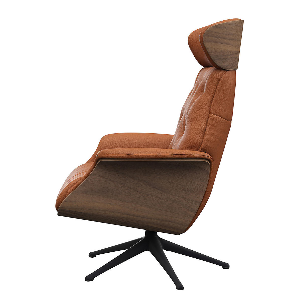 RELAXSESSEL - Echtleder - Kastanienfarben/Schwarz, Leder/Metall (83/118/83cm) - home24