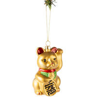 WEIHNACHTSKUGEL Maneki Neko 10 cm - Goldfarben, Glas (6/10/1cm)