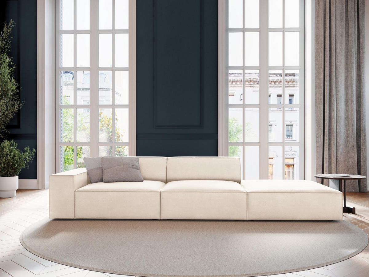 SOFA Jodie aus Samt leichtes beige 3 Sitzplätze - Beige, Textil (262/70/102cm) - Micadoni