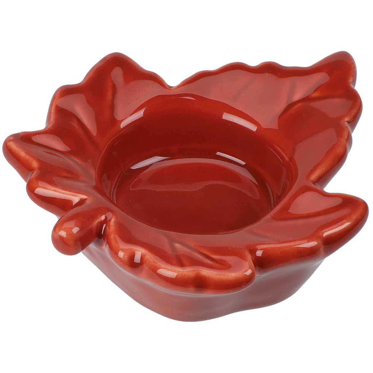 TEELICHTHALTER Ahornblatt - Rot, Keramik (9.8/3cm) - Home Styling Collection
