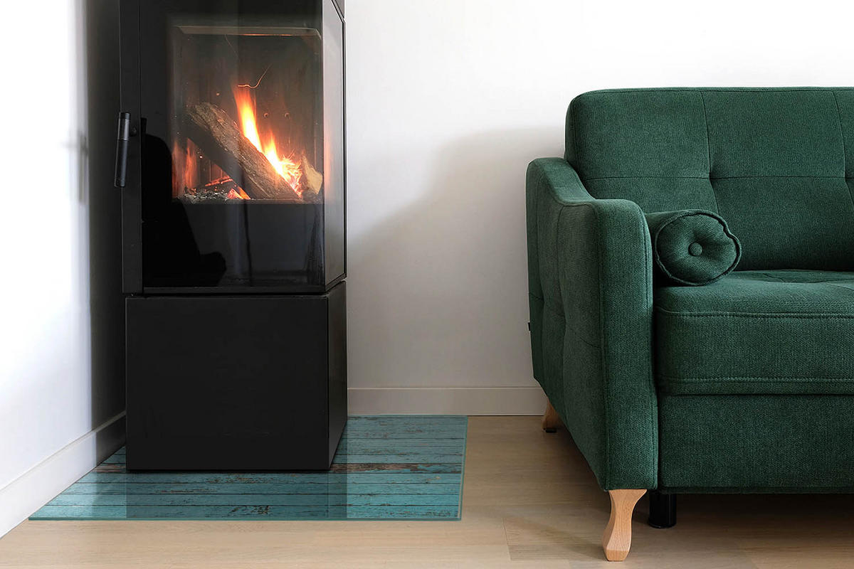 GLASPLATTE für Kamin 60x60 cm - Türkis, Glas (60/60/0.4cm) - TULUP