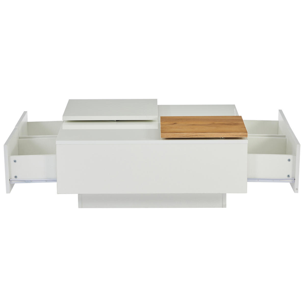 COUCHTISCH aus Spanplatte 75x75x33,5 cm in Weiß mit 4 Schubladen - Weiß, Holzwerkstoff (75/75/33cm) - Modfu