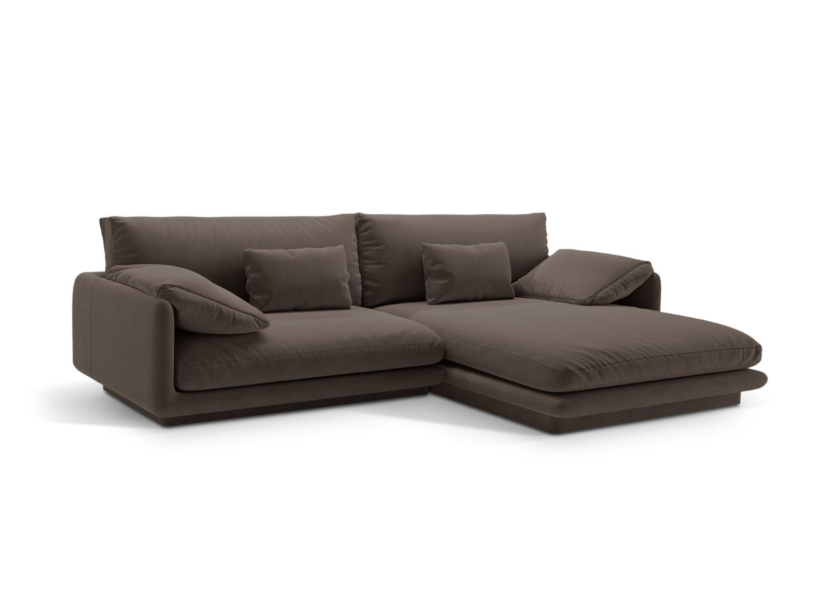 ECKSOFA rechts Torino aus Samt ebenholz 4 Sitzplätze - Graubraun, Textil (170/250cm) - Micadoni