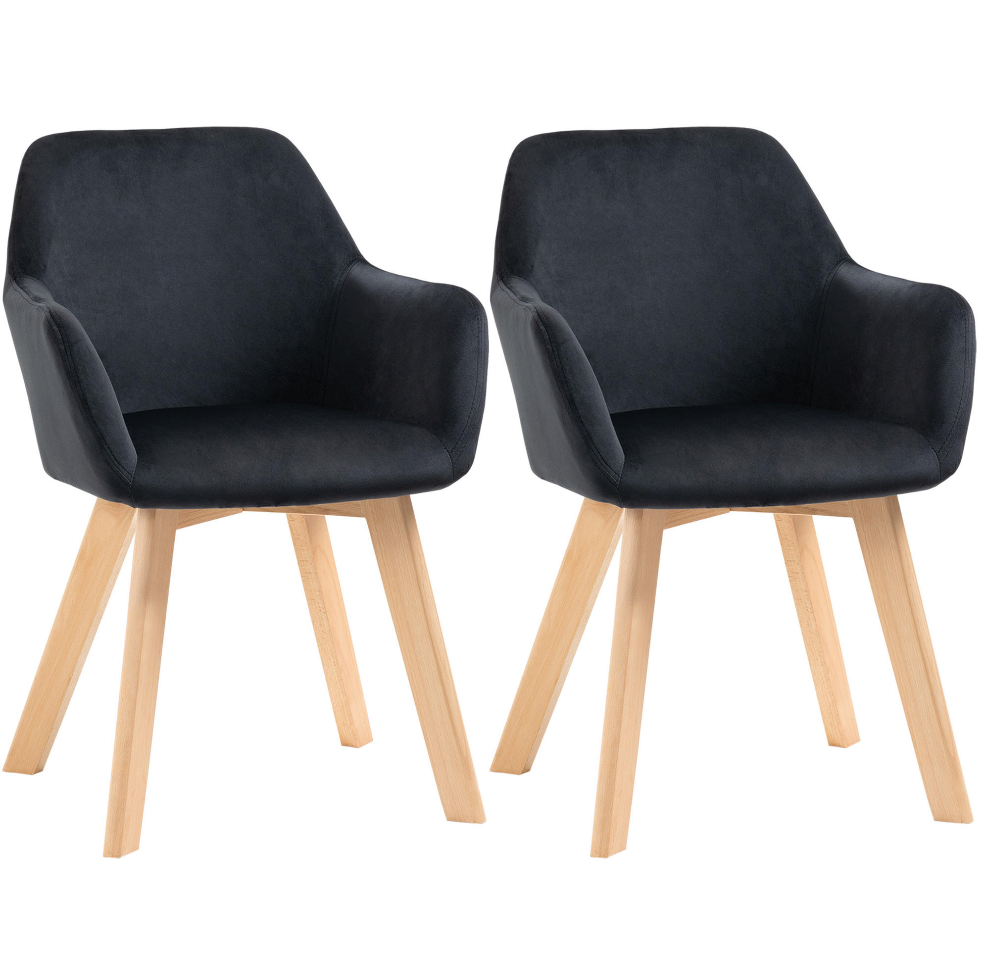 ESSZIMMERSTUHL 2er-Set mit Armlehnen 54 x 57 x 80 cm Polyester Schwarz - Schwarz, Metall (57/80/54cm) - Meubliv