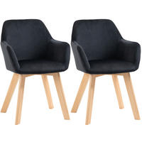 ESSZIMMERSTUHL 2er-Set mit Armlehnen 54 x 57 x 80 cm Polyester Schwarz - Schwarz, Metall (57/80/54cm) - Meubliv