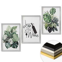 WANDBILDER 3er Set - 40x60 cm Silberner Rahmen - Blätter der weinroten grünen Pflanze - Silberfarben, Kunststoff (40/60cm) - ArtPrintCave