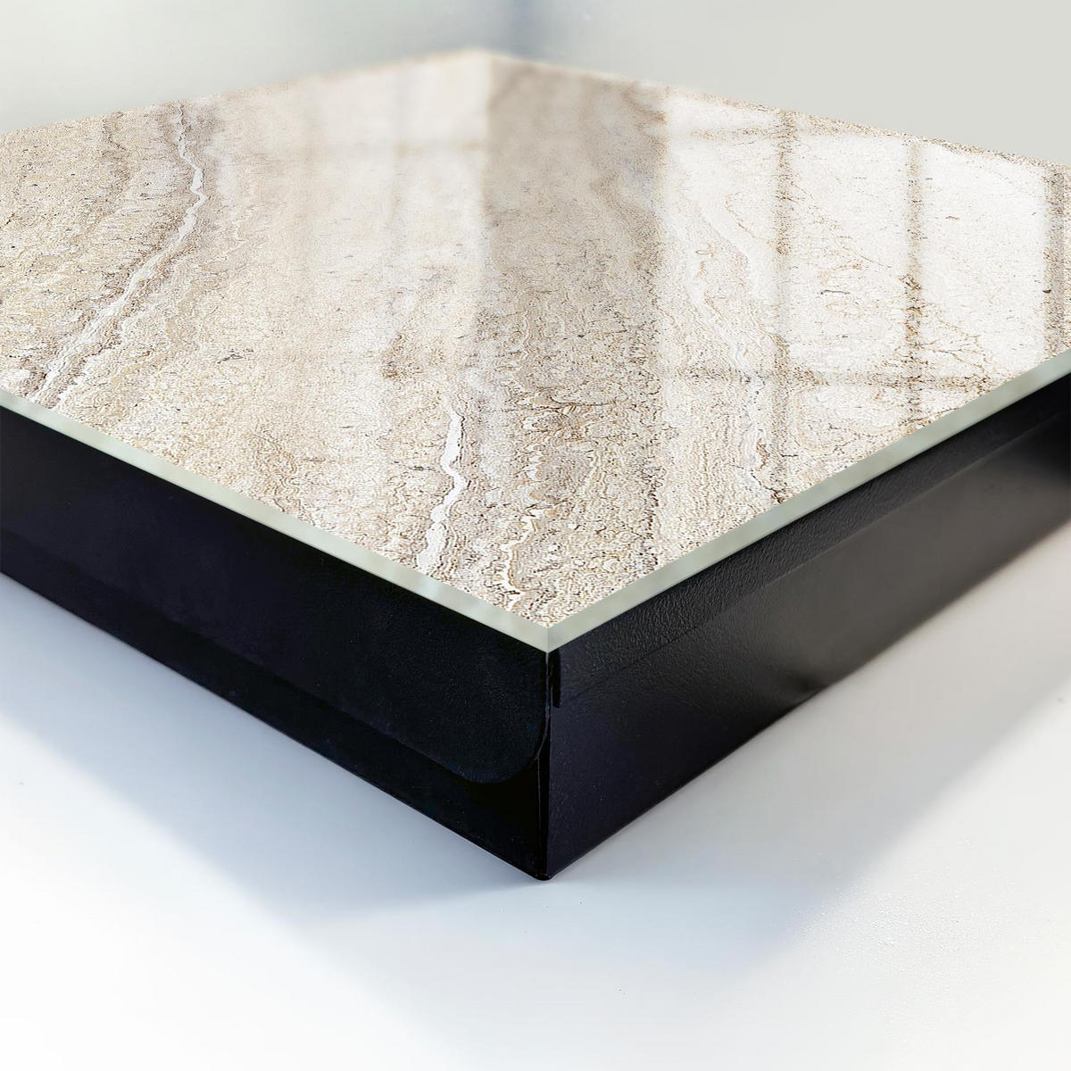 SCHLÜSSELBOX Schwarz 30x30 cm- Türöffnung nach rechts - Heller Marmor - Beige, Metall (30/30/5cm) - TULUP