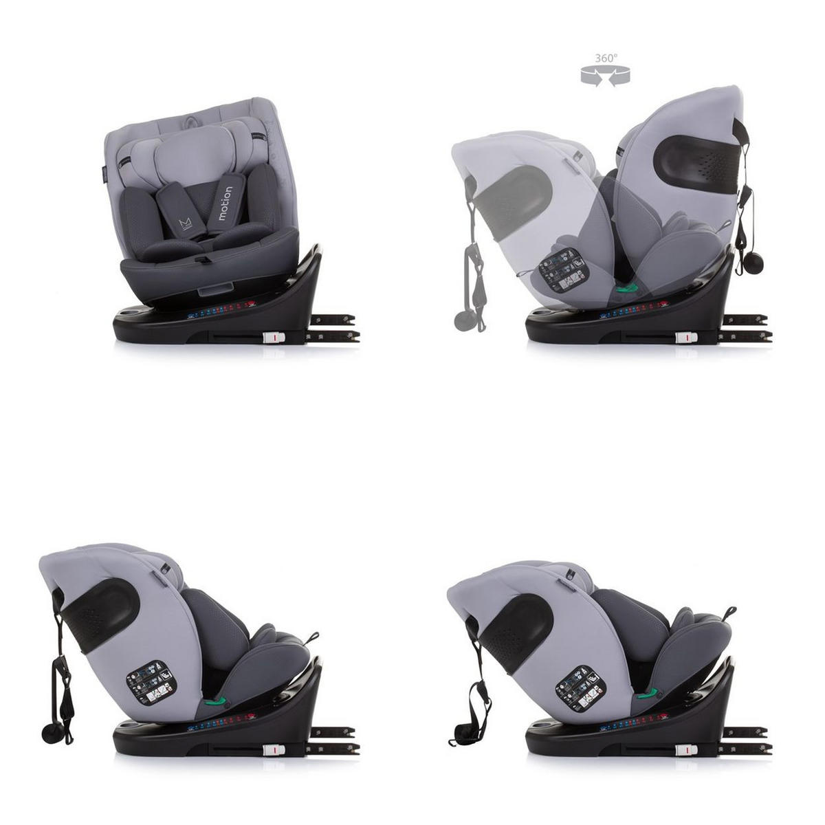KINDERSITZ i-Size Motion grau (40 - 150 cm) Isofix 360° drehbar verstellbar - Grau, Kunststoff (44/81/55cm) - Chipolino