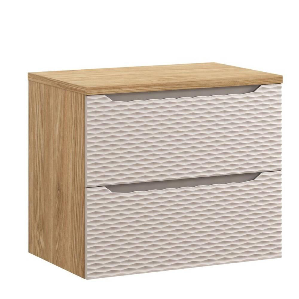 WASCHBECKENUNTERSCHRANK 70 cm 2 Teile - Ocean Beige O BM442 in Beige / Geölter Eiche - Beige, Holz (70/57/46cm)