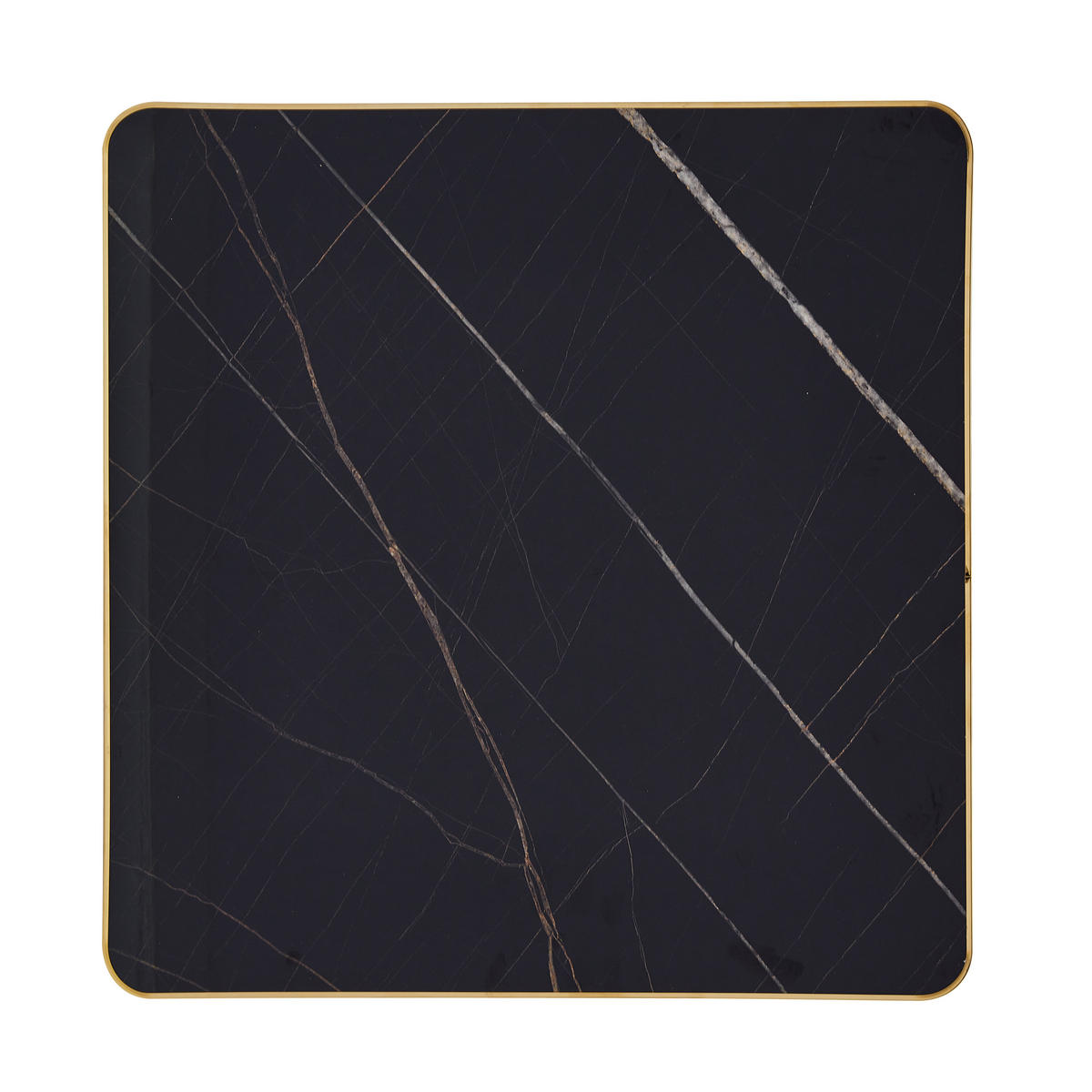 ESSTISCH Quadratisch Marmor-Optik Schwarz & Gold 60x60cm Bistro-Tisch - Schwarz, Holzwerkstoff (60/60/74cm) - Urban Meuble
