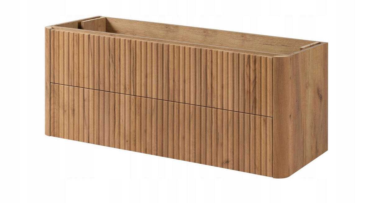 WASCHBECKENUNTERSCHRANK LINEA hängend geriffelt Eiche dunkelbraun 120/48/44 cm - Braun, Holzwerkstoff (120/48.4/43.7cm) - Rodan