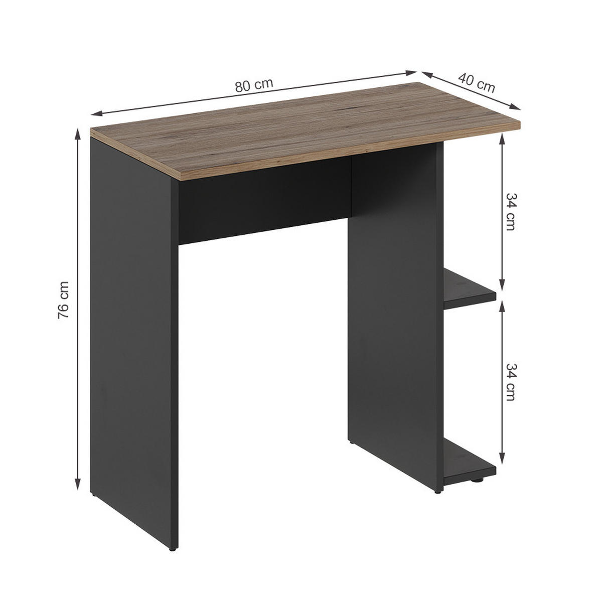 PSACÍ STŮL Simple Antracit 80 x 40 cm - antracitová, kompozitní dřevo (40/80/76cm) - Vicco