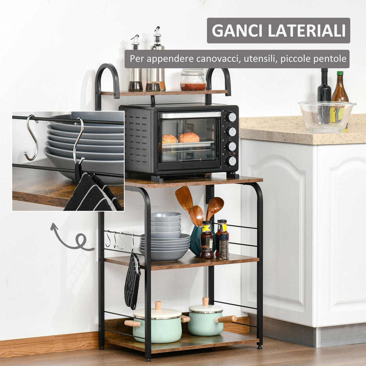 KÜCHENREGAL Braun 1 Stück - Braun, Holzwerkstoff (40/125/60cm) - GiPP