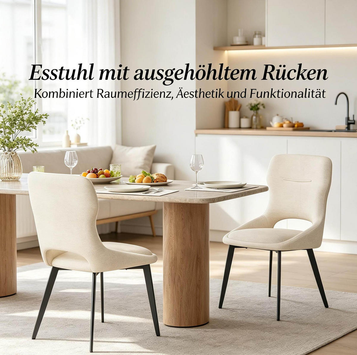 ESSSTUHL 4er-Set mit Armlehnen 43 x 40 x 86 cm Beige - Beige, Metall (40/86/43cm) - Meubliv