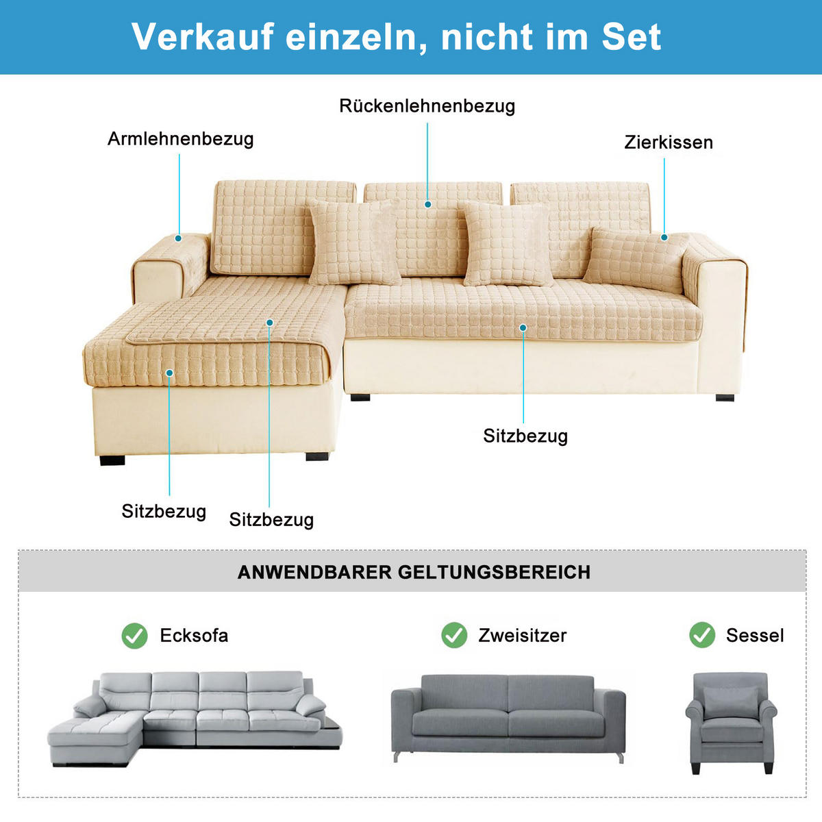 SOFAÜBERWURF Beige 1 stück - Ecru, Textil (90/180cm) - Kaket