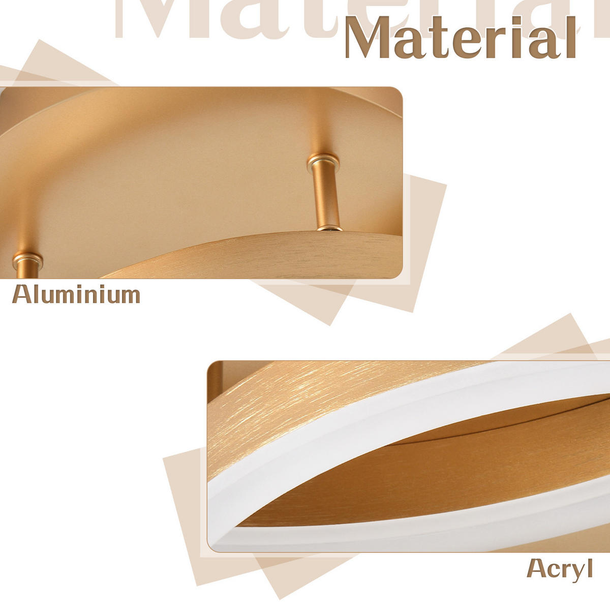 LED-DECKENLEUCHTE Peldar 59.0/40.0/12.0 cm - Goldfarben, Metall (40/59/12cm) - ZMH