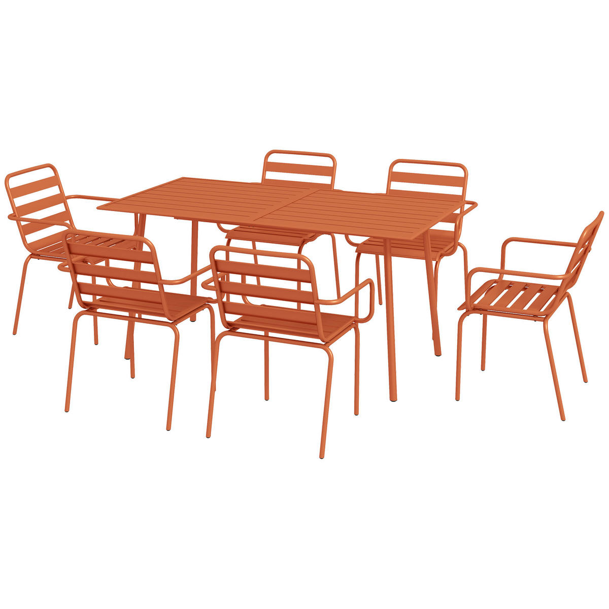 GARTENTISCHGRUPPE DE-18091 7-teilig, stapelbar Rot - Rot, Metall - ComfortXL