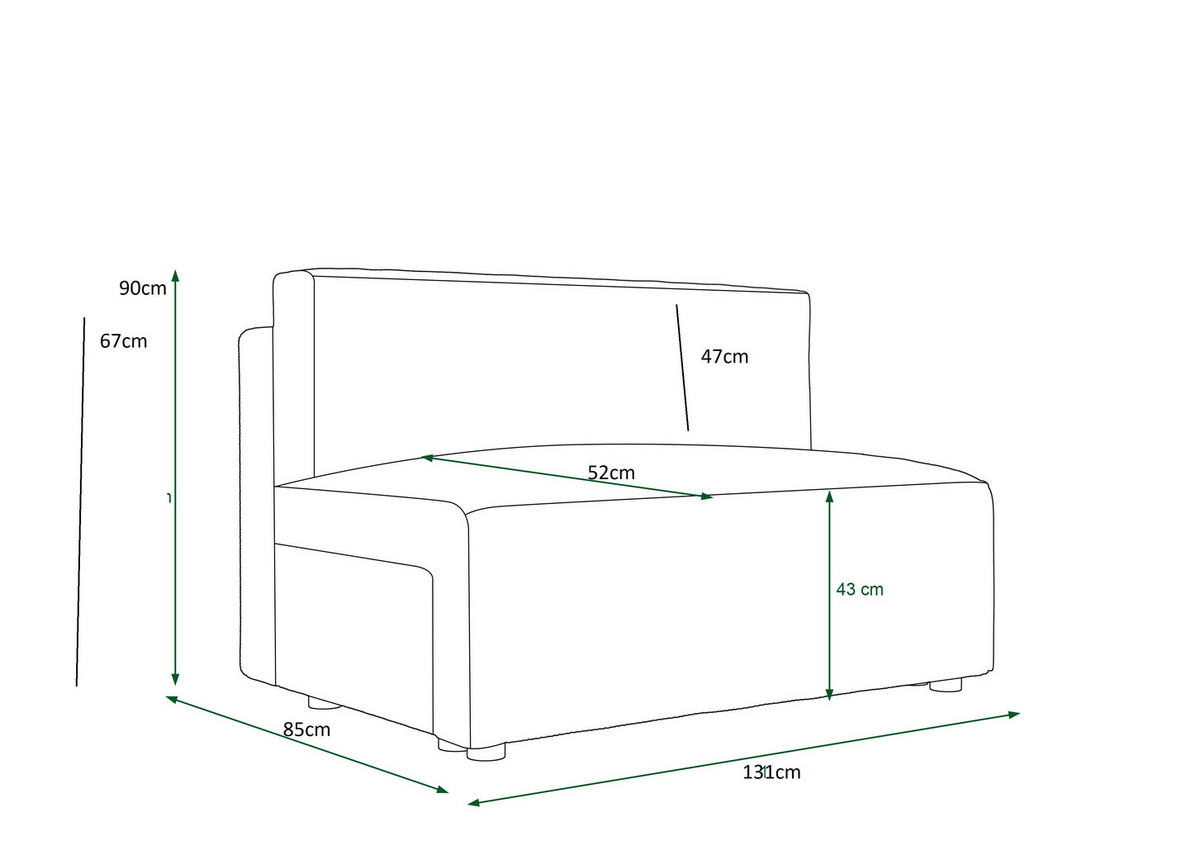 SOFA Mira ohne Armlehnen mit Schlaffunktion - Creme, Textil (131/90/85cm) - SIMKAM Furniture