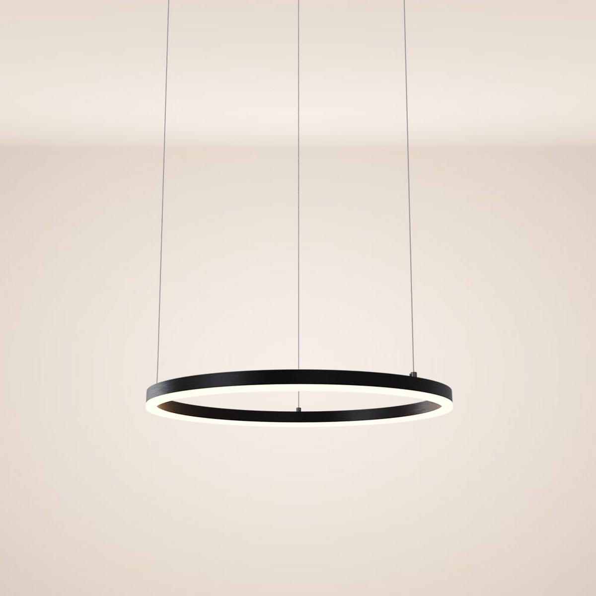LED-HÄNGELEUCHTE Ring Direkt/Indirekt 5m Schwarz Ø 60cm - Schwarz, Metall (60/60/3.3cm) - s.luce