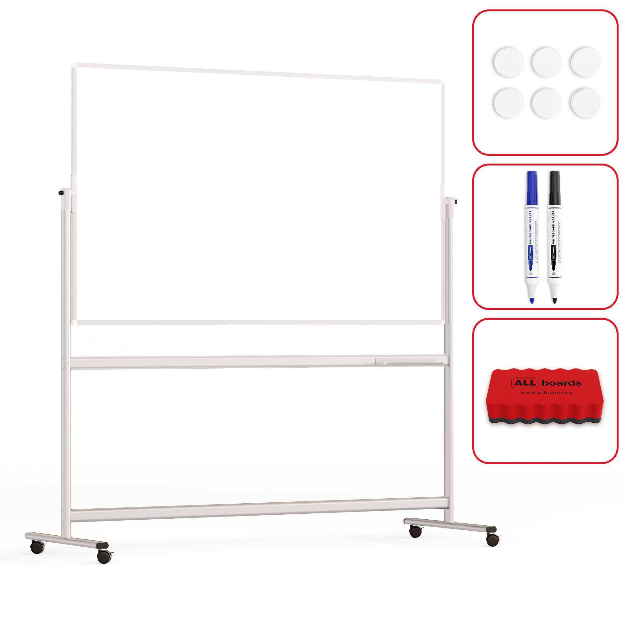 MOBILES Whiteboard - Fürs Büro Schreibfläche 170x100cm - Weiß, Metall (170/100/2cm) - ALLboards