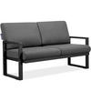GARTENSOFA FRENA 2-Personen ,Schwarz/Grau - Schwarz/Grau, Textil/Metall (130/65/60cm) - KONSIMO®