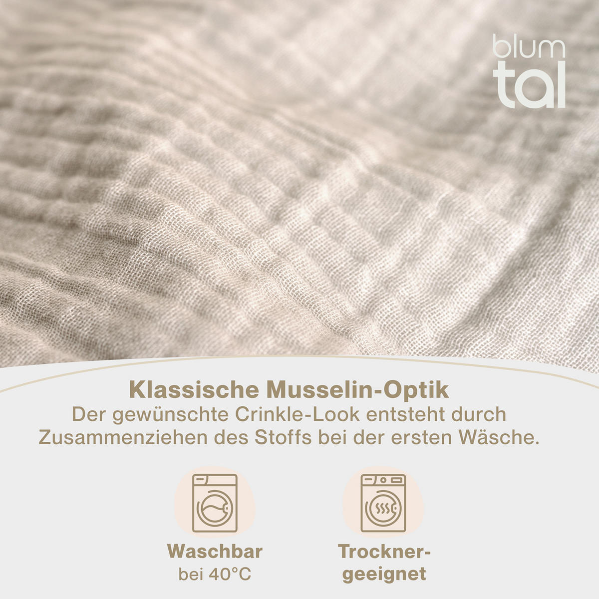 BETTWÄSCHE Musselin, 100% Baumwolle, 155/220 cm & 40/80 cm, Grau - Grau, Textil (155/220cm) - Blumtal
