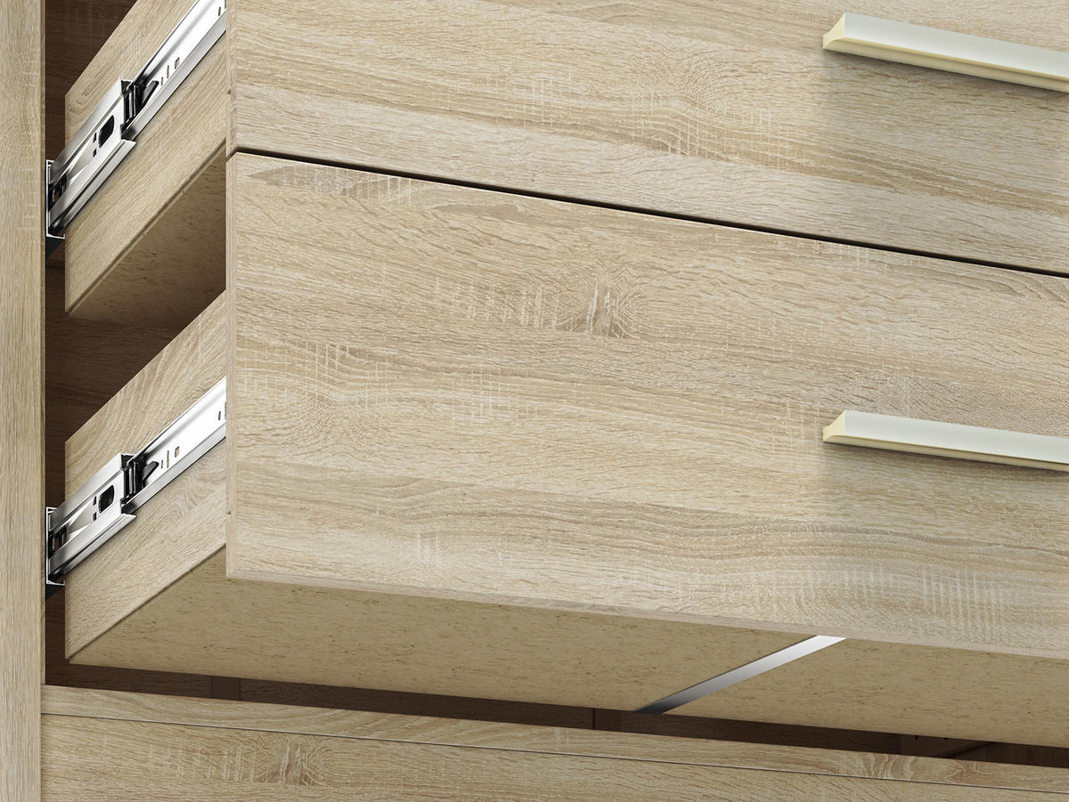 KOMMODE Castel Sonoma Eiche hell / Sonoma Eiche Trüffel 92 / 43 / 94cm - Braun, Holz/Holzwerkstoff (92/94/43cm) - Feldmann-Wohnen