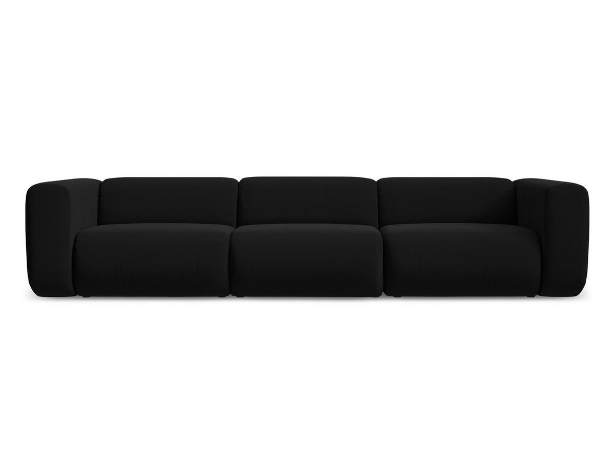4-SITZER-SOFA Samt Stoff Schwarz - Schwarz, Kunststoff/Textil (319/70/89cm) - Makamii