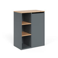 BADSCHRANK Viktor Anthrazit/Goldkraft Eiche 68 x 88.2 cm , mit offenen Regalen und Wäschekorb - Honigeiche/Anthrazit, Holzwerkstoff (68/88.2/40.5cm) - Vicco