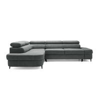 ECKSOFA PRIAM L Links mit Schlaffunktion 125x195 Velours Dunkelgrau - Dunkelgrau/Schwarz, Holz/Textil (203/275cm) - Muffo