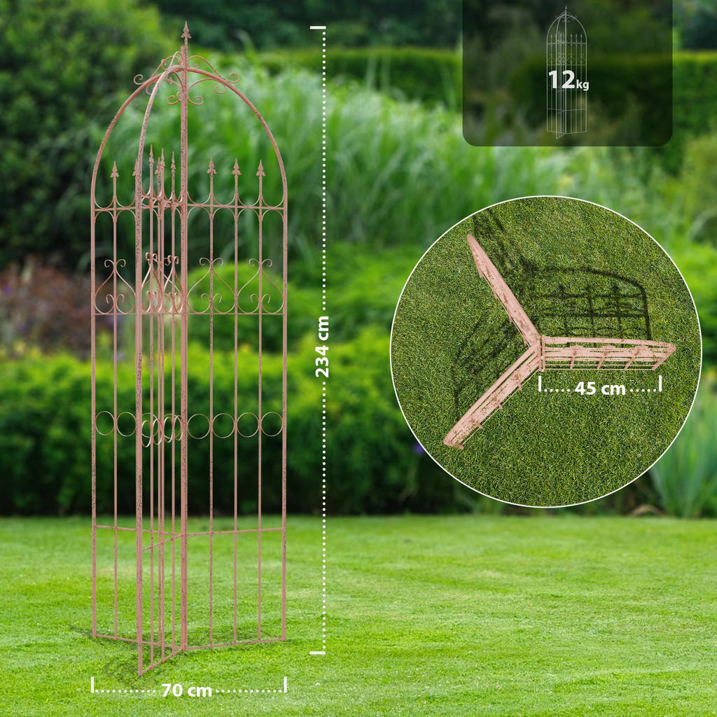 Thumbnail - CLP Rankgitter, Braun, Metall, 70x234x70 cm, Gartenzubehör, Gartendeko