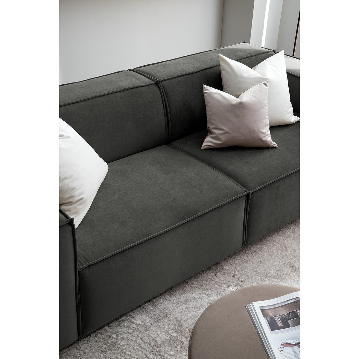 2,5-SITZER SOFA - Grau, Textil (223/70/96cm) - home24