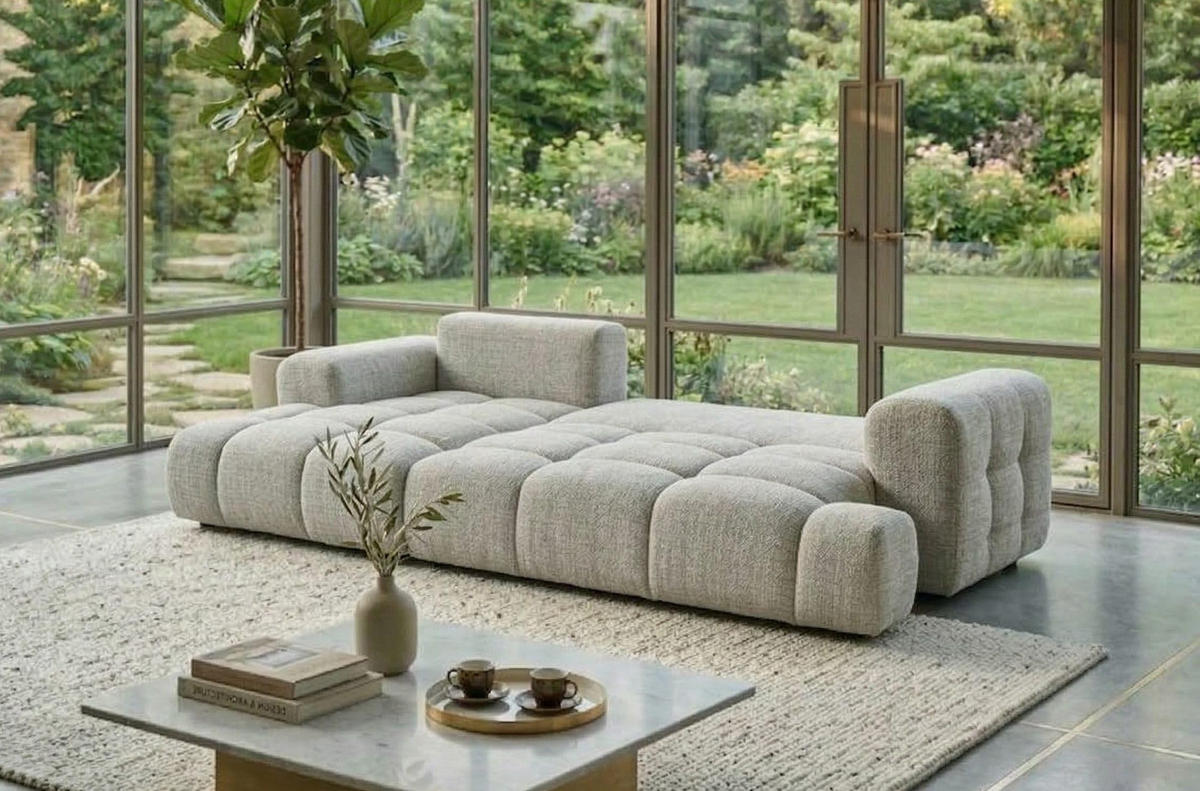 BIG-SOFA Vitton II Beige Links - Beige, Textil (260/85/200cm) - B&B Home