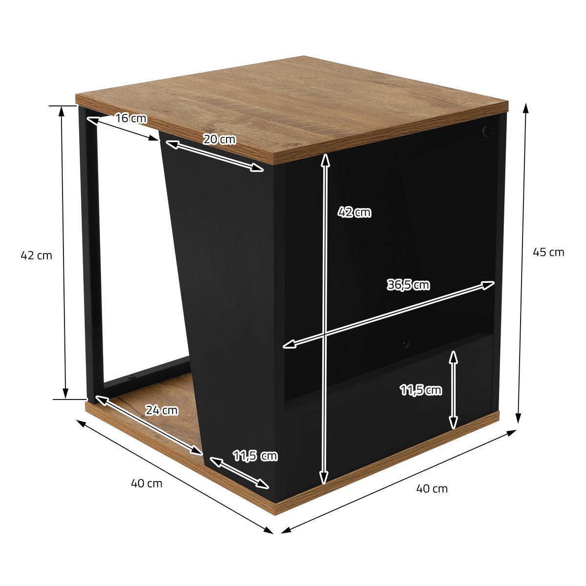 BEISTELLTISCH - Braun, Metall (40/40/45cm) - ML-DESIGN