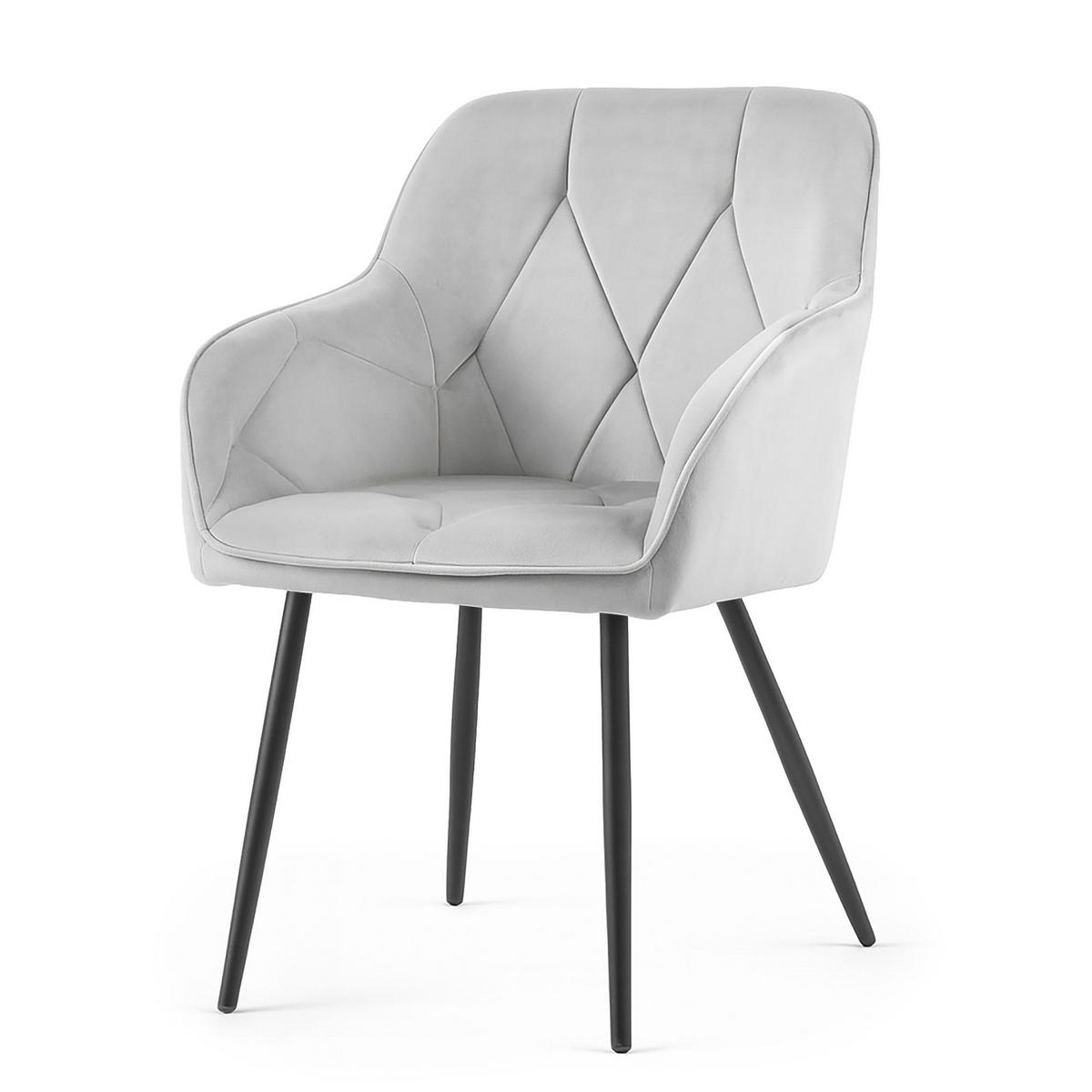 POLSTERSTUHL 4er Set, Metallbeine Grau, Schwarz 54,5/82,5/58 - Schwarz/Grau, Textil (55/83/58cm) - RAUMHIRSCH FURNITURE