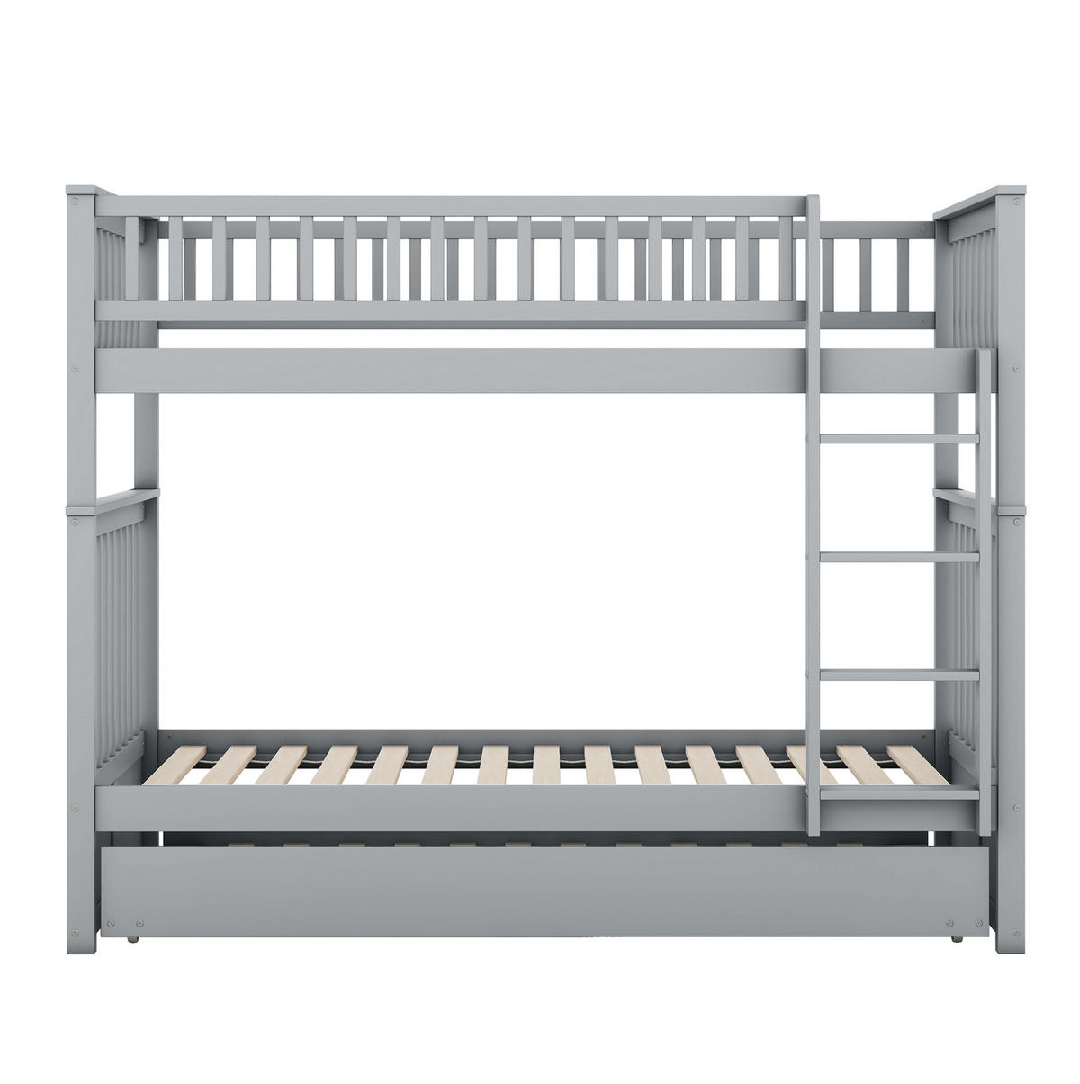 ETAGENBETT 90/200 cm in Grau mit Ausziehbett und Treppe - Grau, Holz (90/200cm) - BEAOK