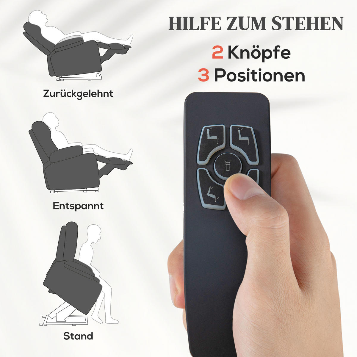 FERNSEHSESSEL mit Aufstehhilfe Elektrisch Relaxsessel mit Liegefunktion - Dunkelgrau, Textil (95/107/92cm) - HOMCOM