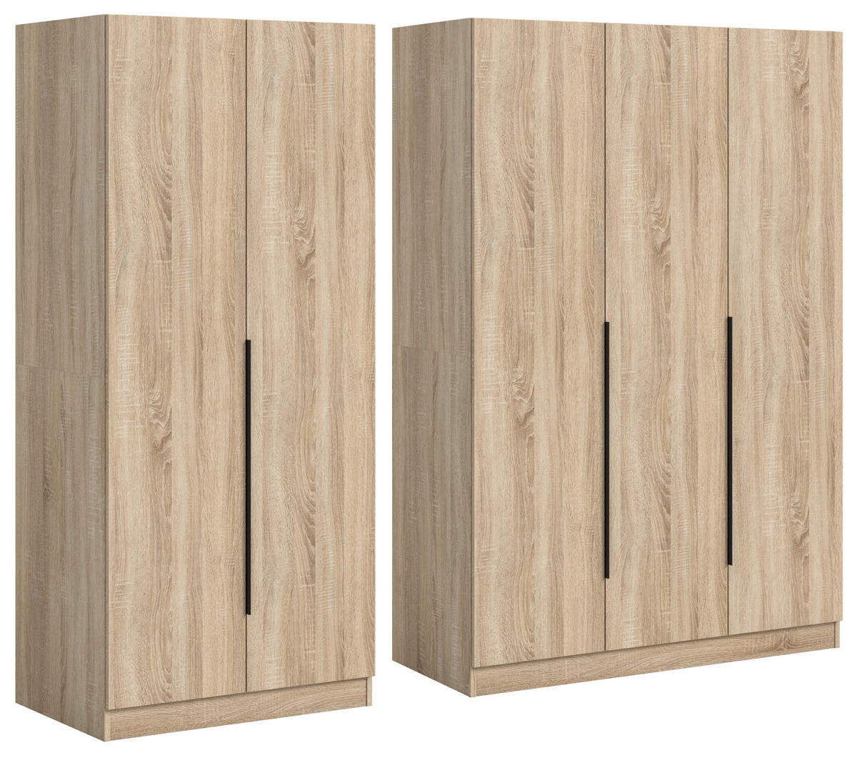 KLEIDERSCHRANK Eiche Sonoma 5-türig 2000 x 181 cm, Drehtürenschrank mit Kleiderstange - Eichefarben/Schwarz, Holzwerkstoff/Kunststoff (200/181/52cm) - Inn.Furn