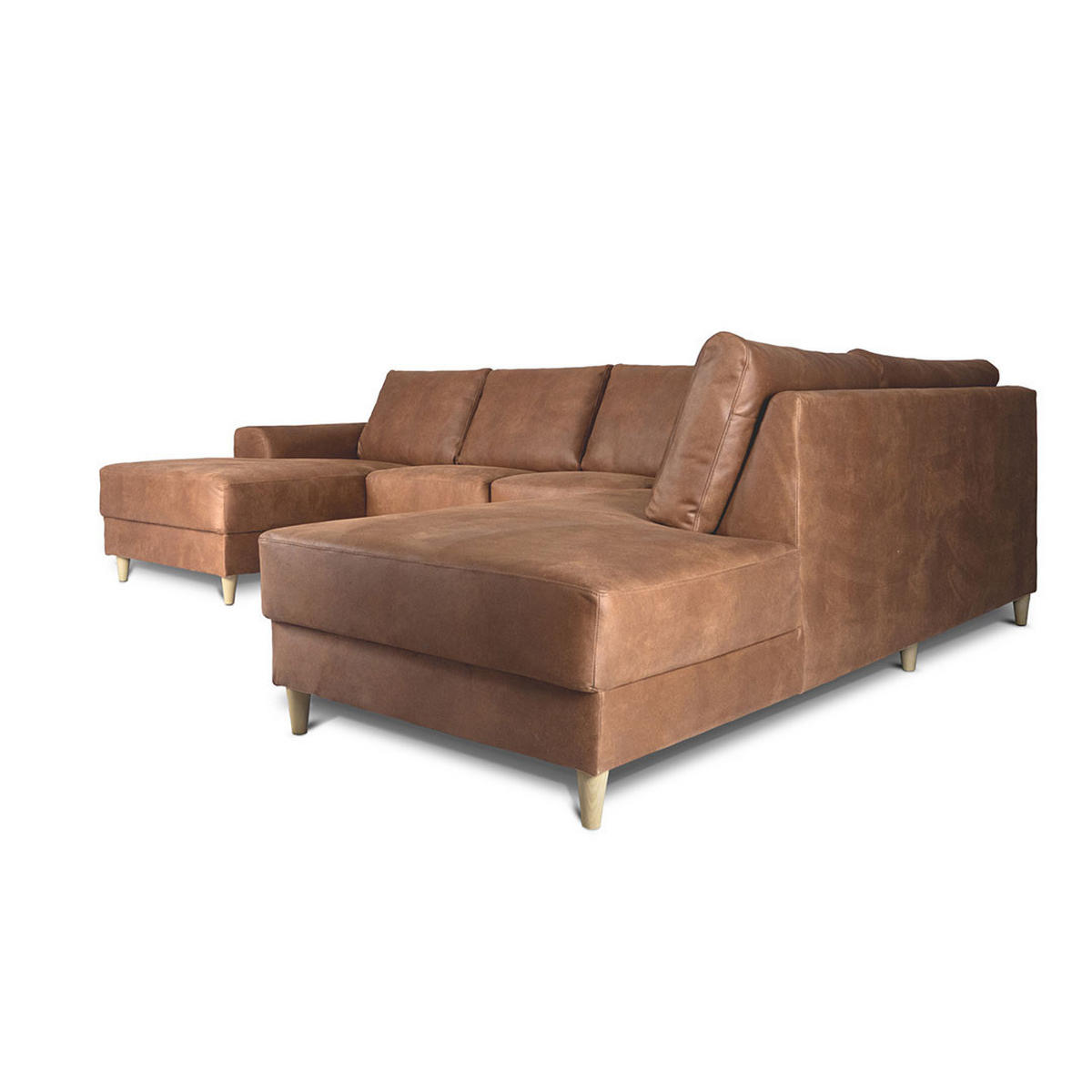 WOHNLANDSCHAFT Leder cognacfarben - Cognac, Leder (288/82/225cm) - ebuy24