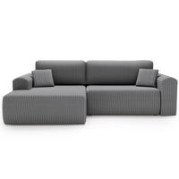 ECKSOFA Belvio Dunkelgrau Links - Dunkelgrau/Schwarz, Holz/Textil (257/177cm) - Graingold