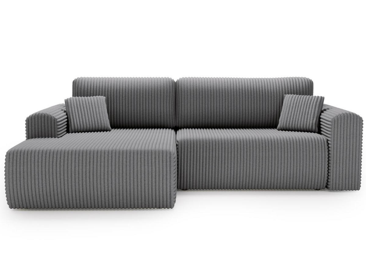 ECKSOFA Belvio Dunkelgrau Links - Dunkelgrau/Schwarz, Holz/Textil (257/177cm) - Graingold