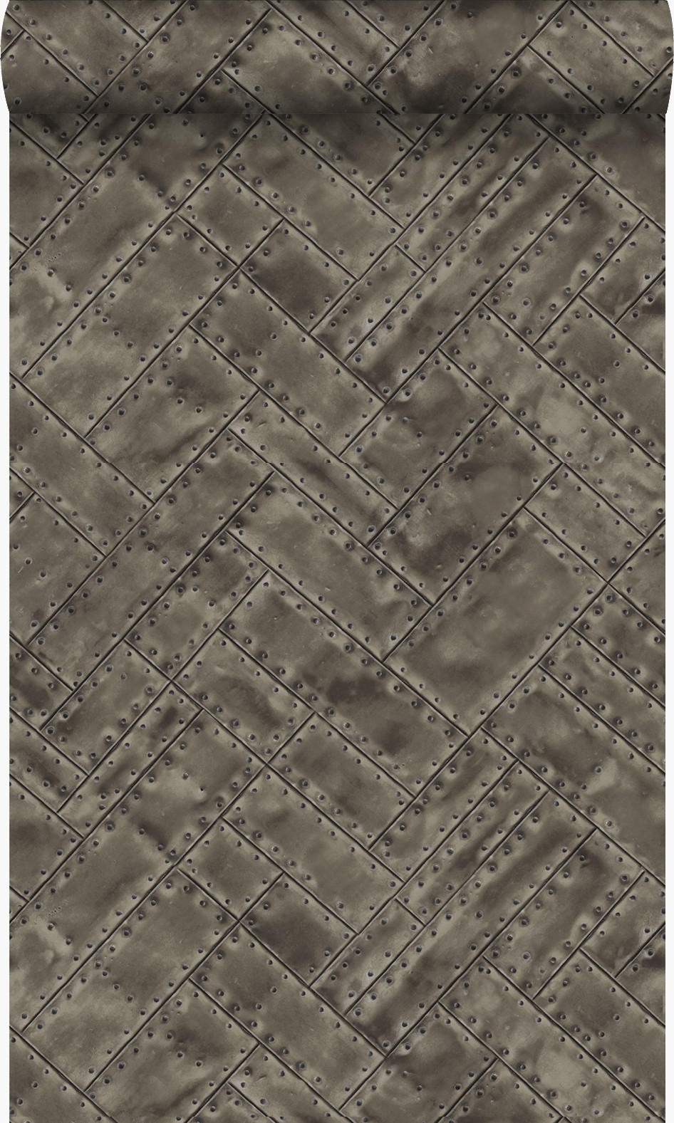 TAPETE Metallplatten 53 cm x 10.05 m - Braun, Papier (53/1000cm) - Origin Wallcoverings
