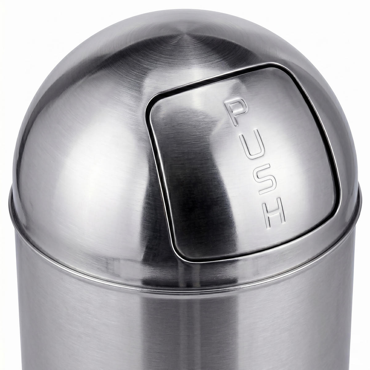 MÜLLEIMER Silber Edelstahl Push-Deckel 50 l - Silberfarben, Metall (35/75/35cm) - Relaxdays